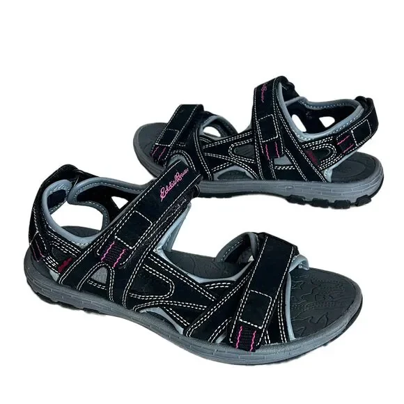 Eddie Bauer Water Shoes Womens 7 Black Gray Sandals Madrona Waterproof - Picture 2 of 11